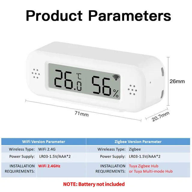 Tuya Zigbee WiFi Mini Temperature Humidity For Smart Home Thermometer Hygrometer APP Remote Work with Google Home Yandex Alexa 6