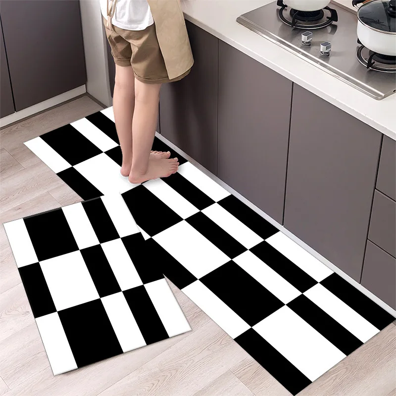 thumbnail image 1 of Alfombra de cocina de poliéster impermeable y resistente al aceite, alfombra de baño antideslizante estampada, alfombra suave para el piso del dormitorio, alfombra para la sala de estar, alfombra de c, 1 of 5