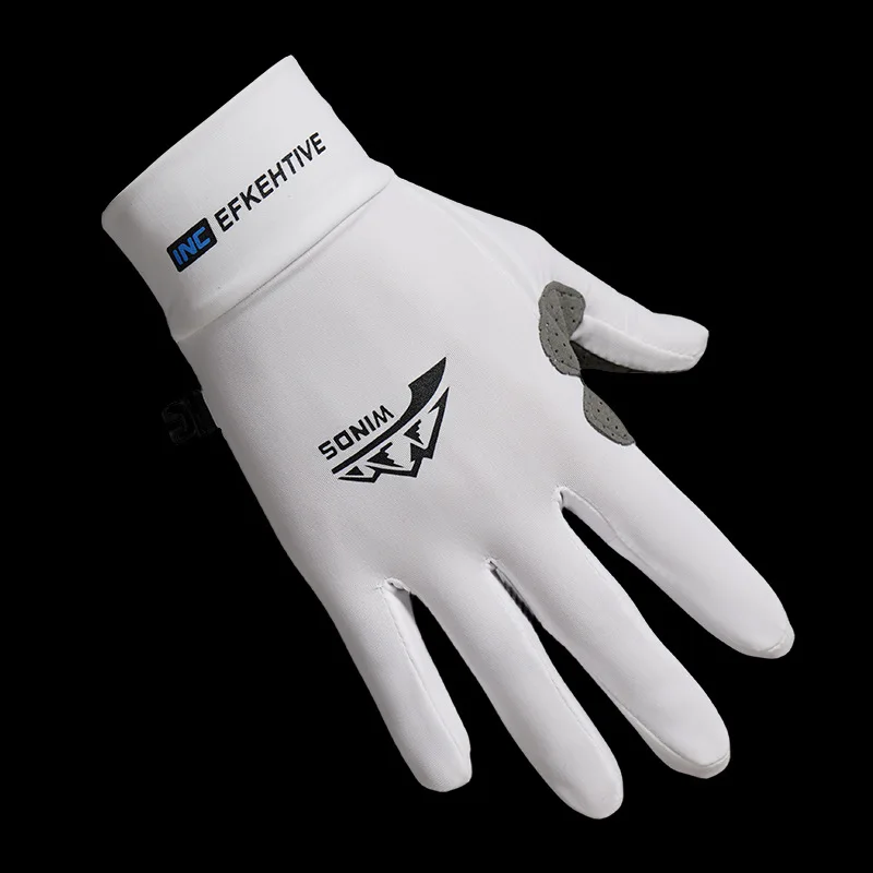 Men's Ice Silk Gloves winter Thin Outdoor Riding Anti Slip Sunscreen Full Finger Fishing Gloves Kayak Rowing