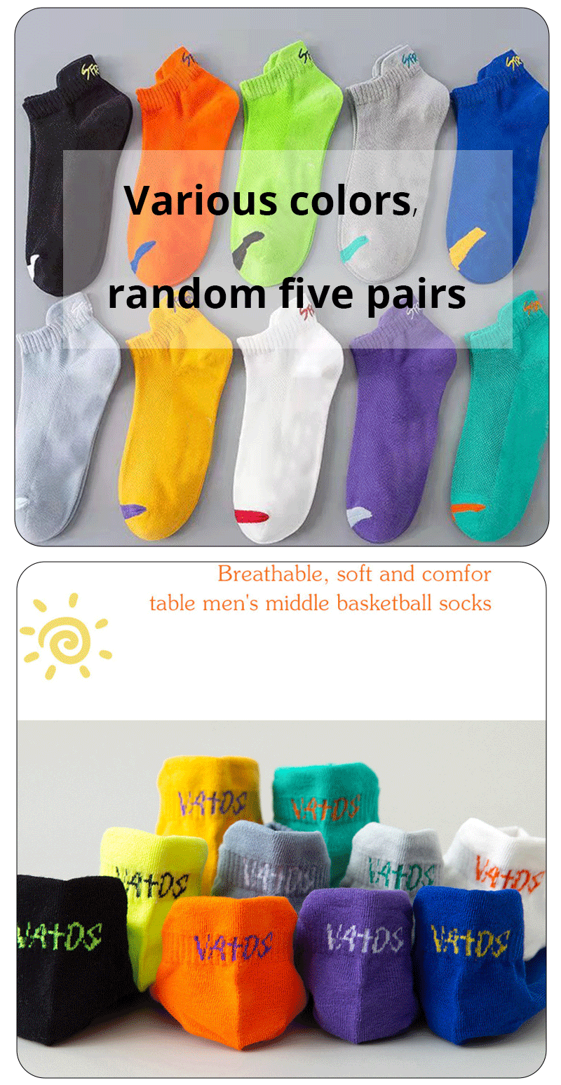 5/6/12 Paar Helle Farbe Knöchel No Show Socken Männer Atmungsaktive Street Fashion Sport Deodorant Unsichtbare Reise Lauf Socken – Detail 4