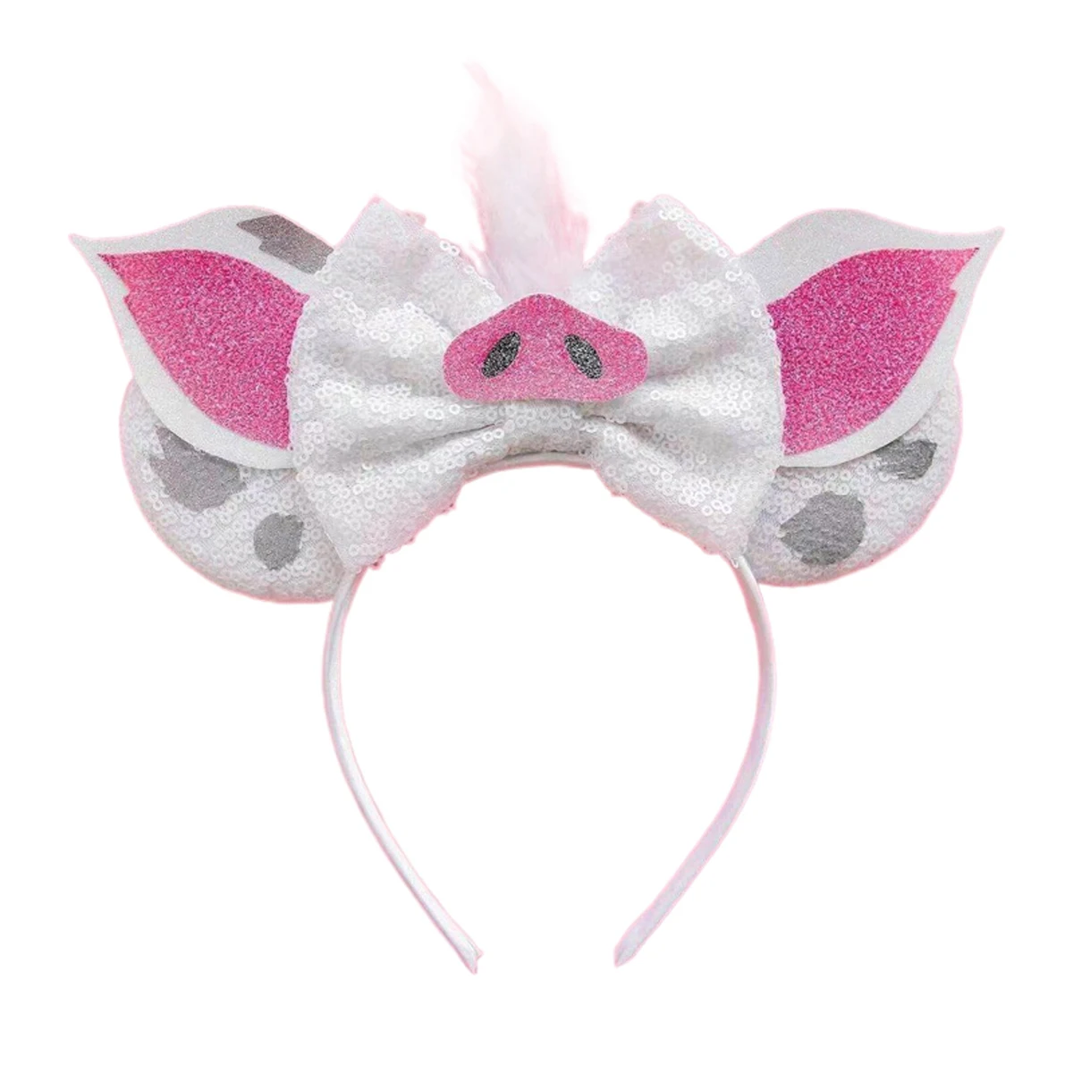 Mickey Mouse Ears Headband Cartoon Sequins 5" Bow Headwear Girls Children Festival Party DIY Hair Accessories