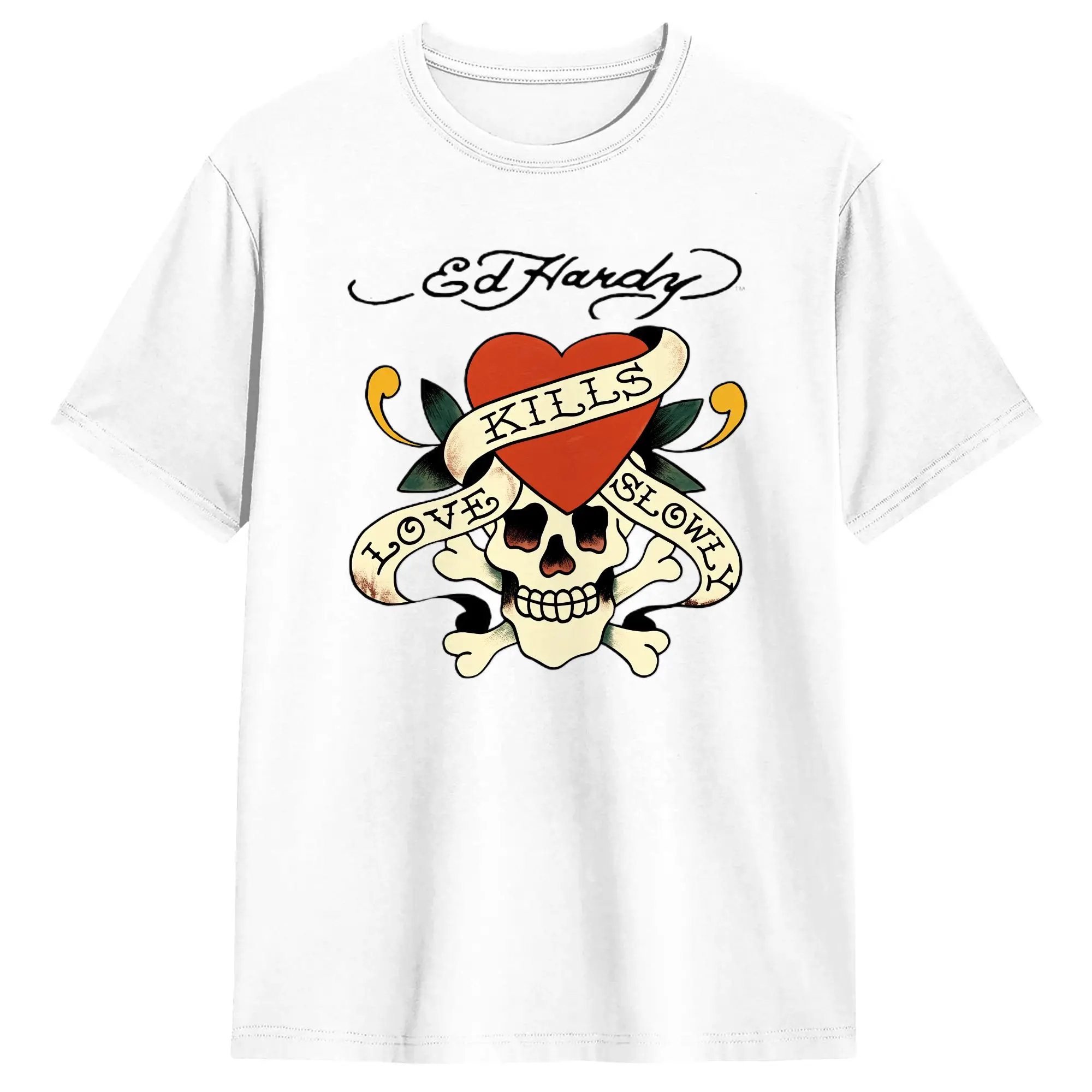 E-Eds Hardys Love Kills Slowly T-Shirt für Herren, neuartige Baumwoll-T-Shirts, Rundhalsausschnitt, kurzärmeliges T-Shirt, Geschenkidee, Kleidung
