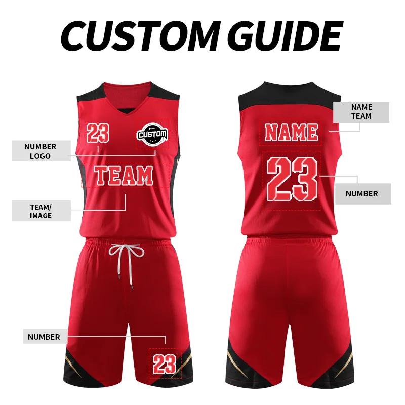 Personalized Customizable Mens Double Side Basketball Jerseys 100% Polyester Mesh Breathable Reversible Basketball Uniforms Sets