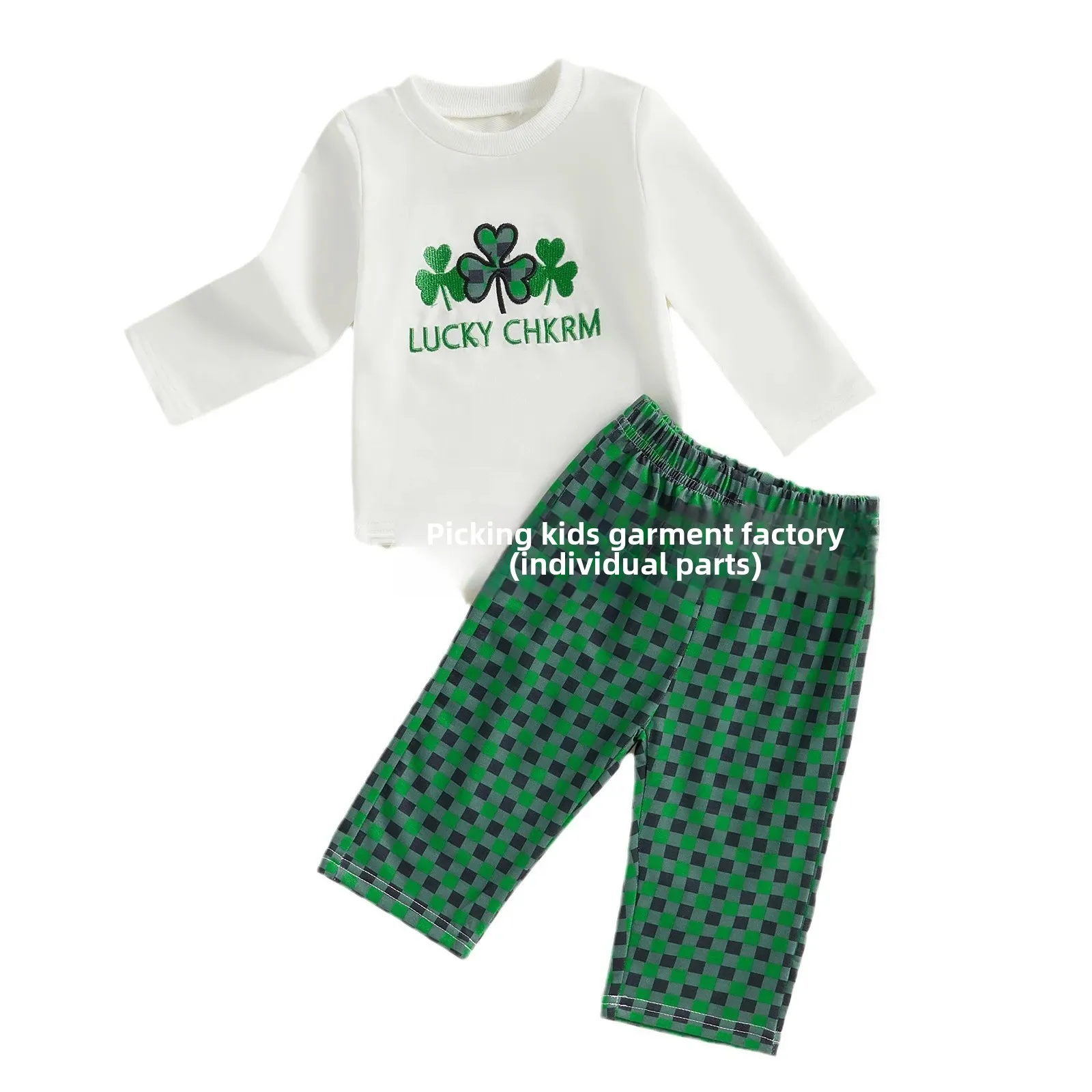 New Unisex Baby Boys Girls Casual Breathable Four Seasons Hoodie Set Three Leaf Clover Series Children's Clothing Toddler