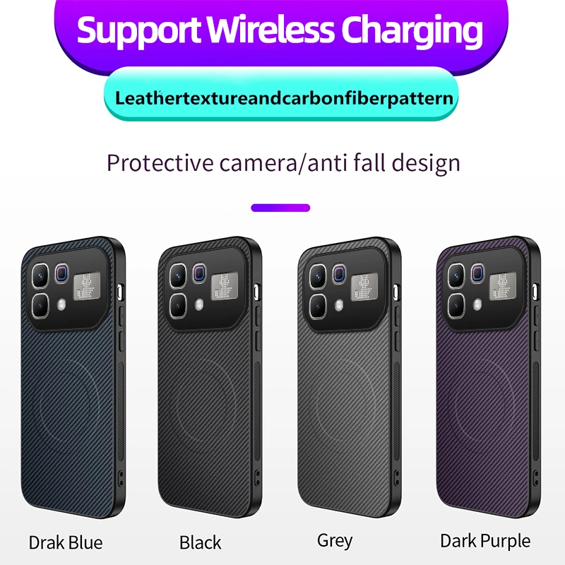 Magnetic PU Leather Carbon Fiber Texture Case with Mag-Safe Shell