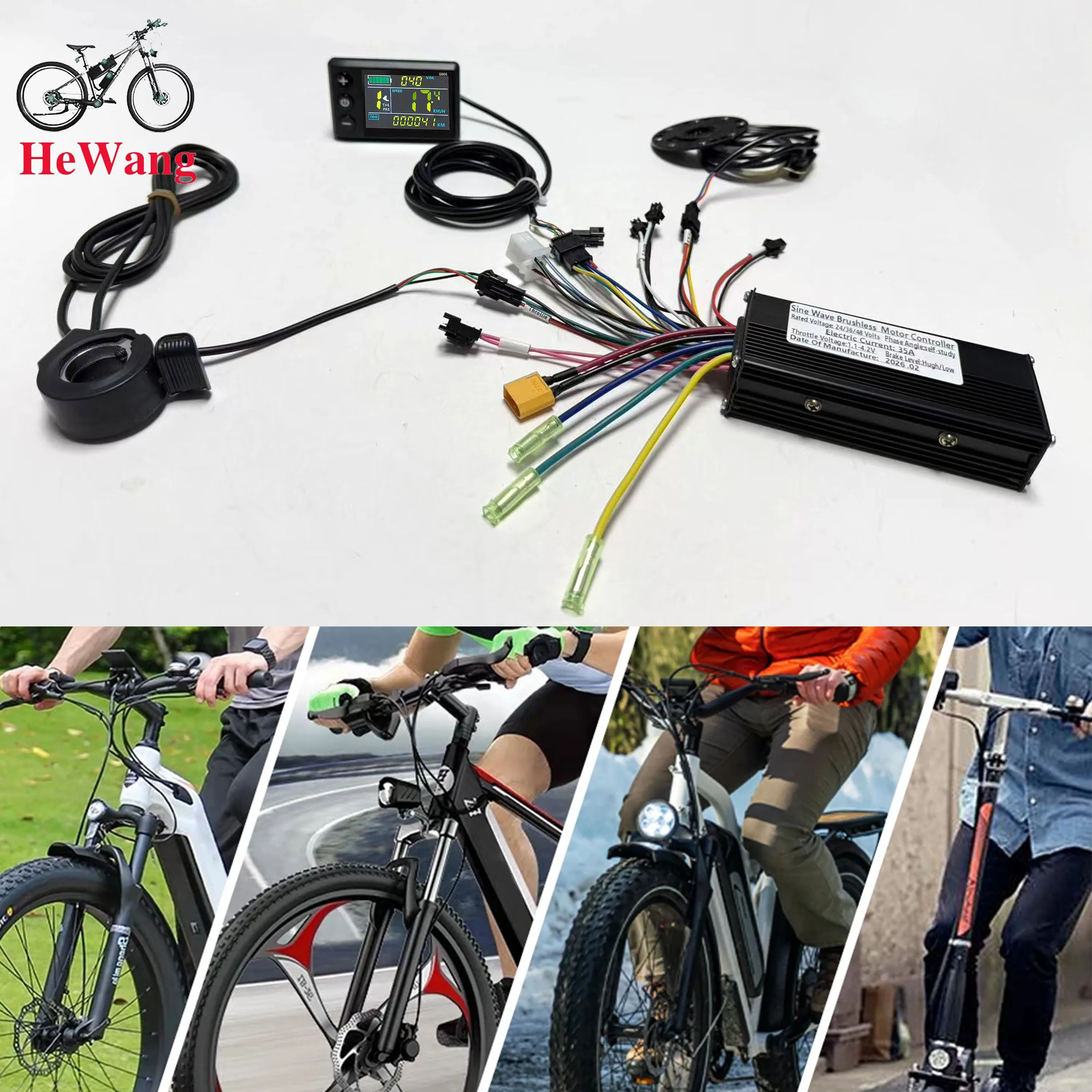 24V 36V 48V 750W 1000W 26A-35A E-bike Brushless Motor Controller with S866 LCD D