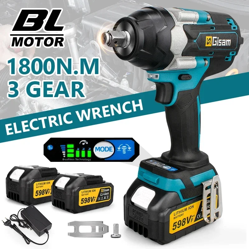 Makita – clé à chocs électrique sans fil, couple 1800N.M, clé à chocs électrique sans fil de 1/2 pouces pour broches de batterie 18V, outils de tournevis