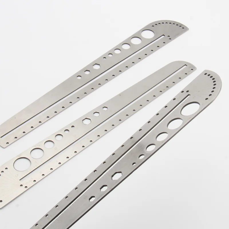 1Pcs Stainless Steel Ruler Round Template Protractor Ruler Measuring Tool DIY Leather Craft