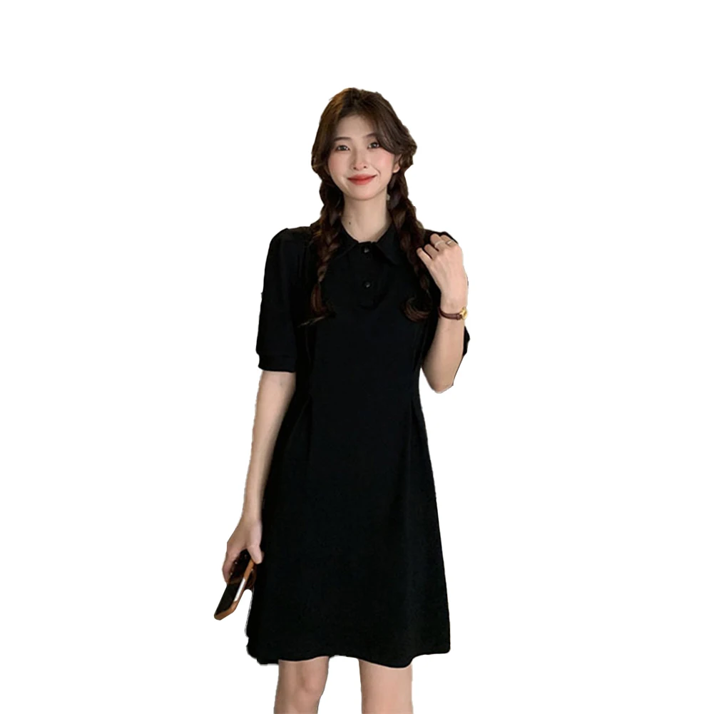 

Comfy Fashion Hot New Stylish Women's Dress Medium O Neck Slight Stretch Solid Color Vacation Daily Female Lapel