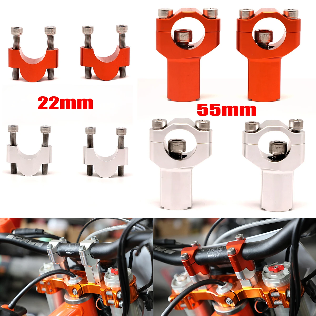 20mm 55mm Handlebar Clamp Risers Bar Mount Clamp For Ktm 125500 1290