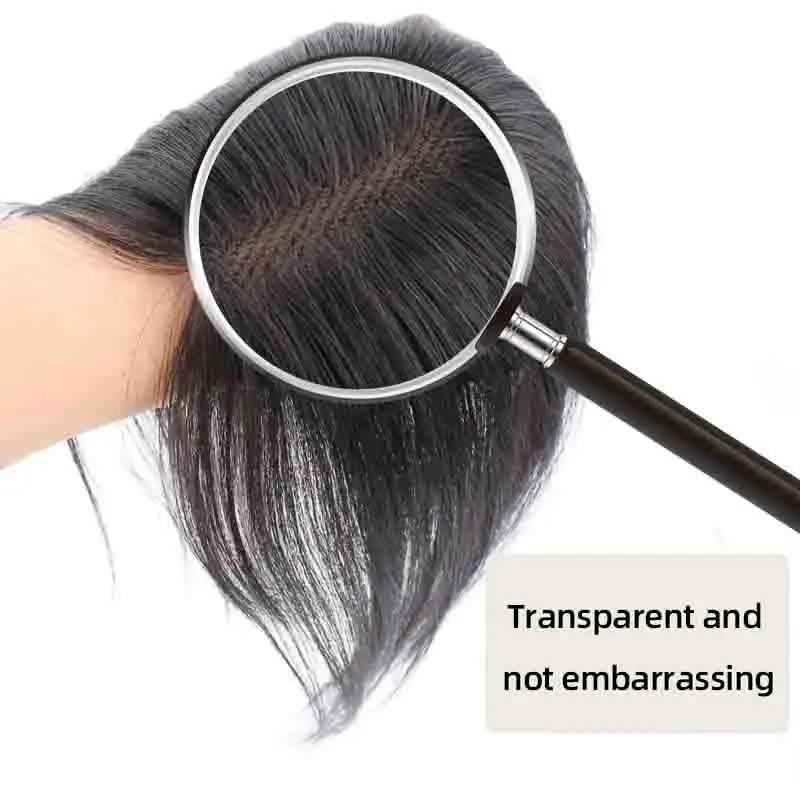 Swiss Lace Topper for Women 100% Human Hair Straight Extension Lightweight Invisible Volumizing Hairpiece for Thin Hair Coverage