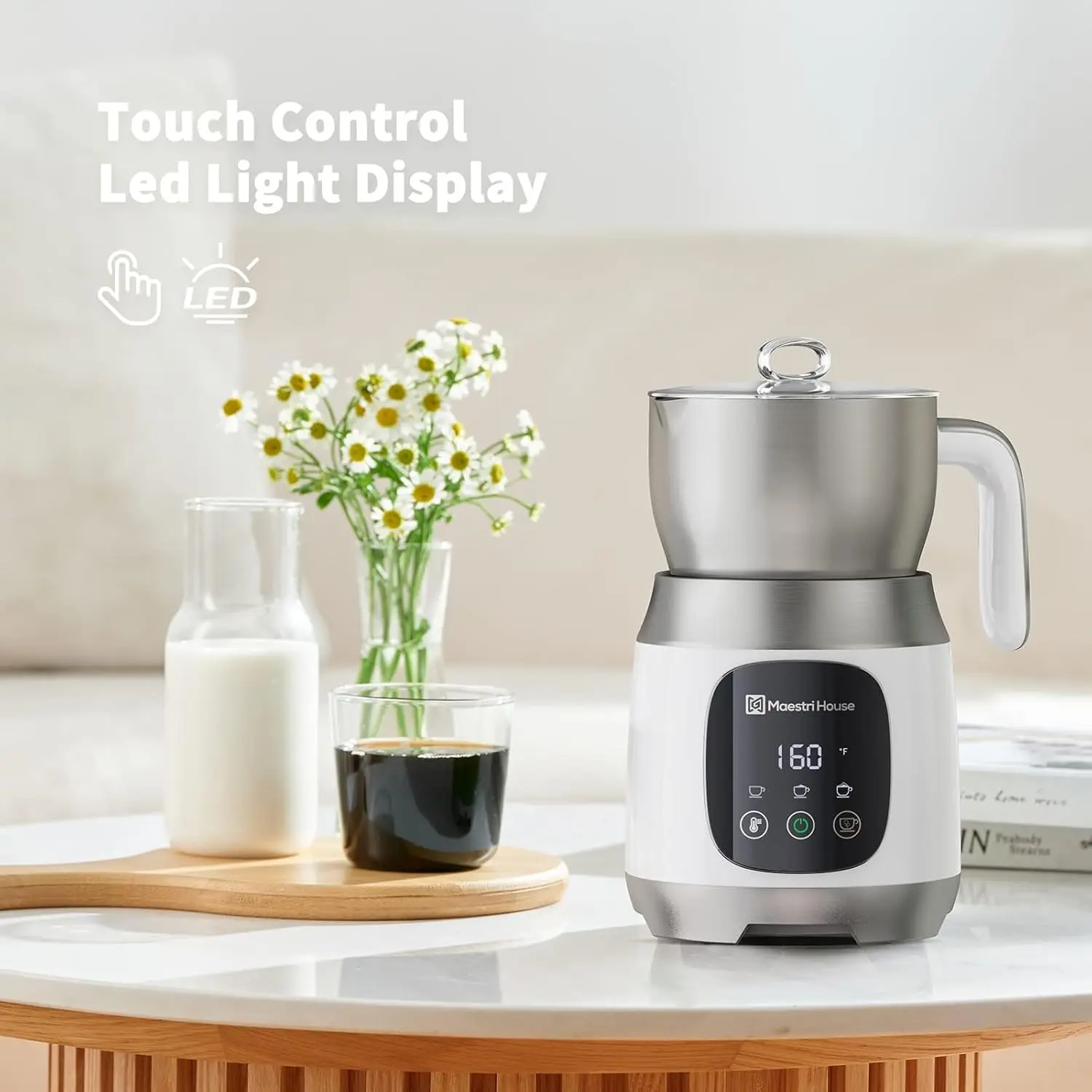 House Milk Frother, Variable Temp and Froth Thickness Frother and Steamer, 21OZ/600ML Smart Touch Control Milk Warmer, D 6