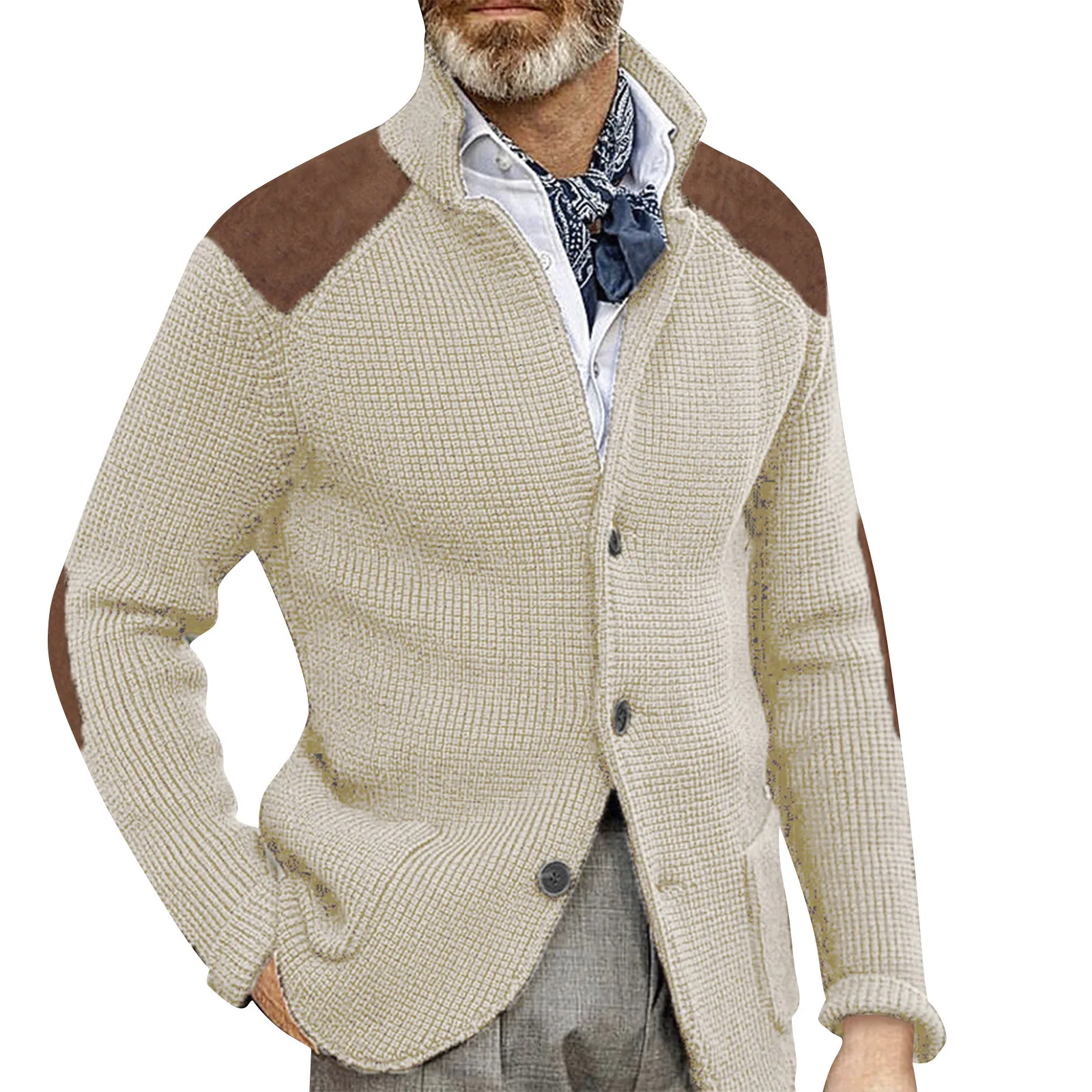 

Autumn Winter Vintage Knitwear 2023 Fashion Knitted Cardigan Sweater Men Long Sleeve Casual Streetwear Male Patchwork Coat