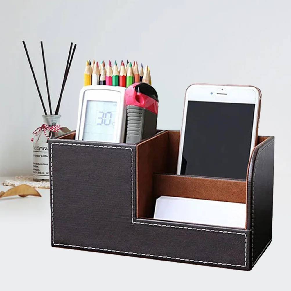 

Pencil Box Home Office Wooden Struction Pen Holder Desk Stationery Organizer Storage Box Pen/Pencil ,Cell Phone Business Na