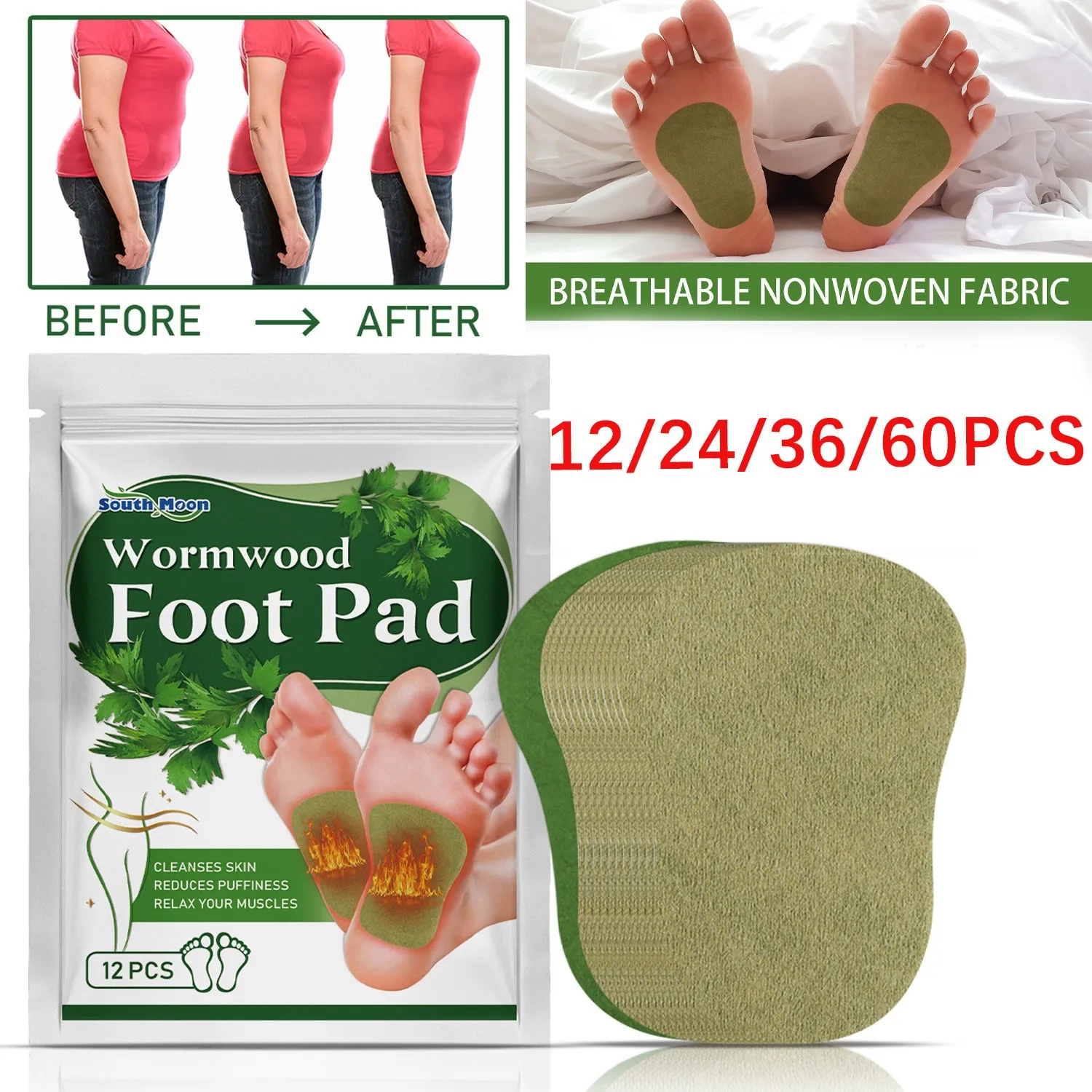 Wormwood Foot Patch Relieve Body Stress Improve Blood Circulation Slimming Product Foot Care Weight Loss Fat Burning Patch 7 day effective slimming gel recommended by gods and goddesses full body sculpting slimming belly fat burning weight loss gel