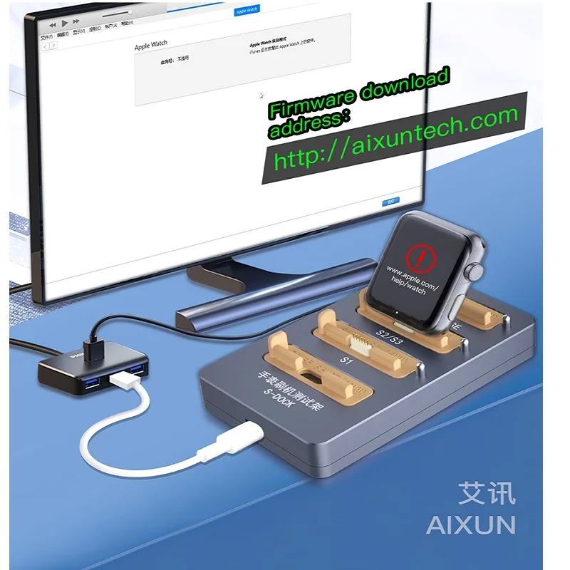 masterxu xzz magicawrt 6in1 ibus adapter restore tool for apple watch s1 s2 s3 s4 s5 s6 38mm 42mm 40mm 44mm purple mode repair JCID Aixun S-Dock Watch Restore Tool for Apple Watch S1 S2 S3 S4 S5 S6 38mm 42mm 40mm 44mm iWatch iBus Test Stand Restore Tool