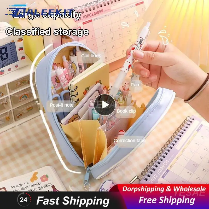 

Pencil Storage Double-head Zipper Protective Film Design Pvc Canvas Office/stationery Transparent Pencil Bag Pencil Box 88.8g