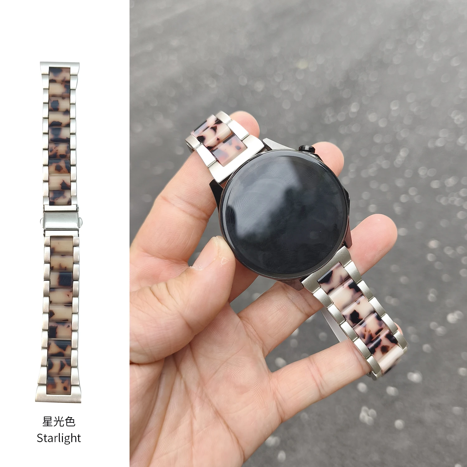 Universal 22mm Resin Metal Watch Strap - Simple and Versatile Design