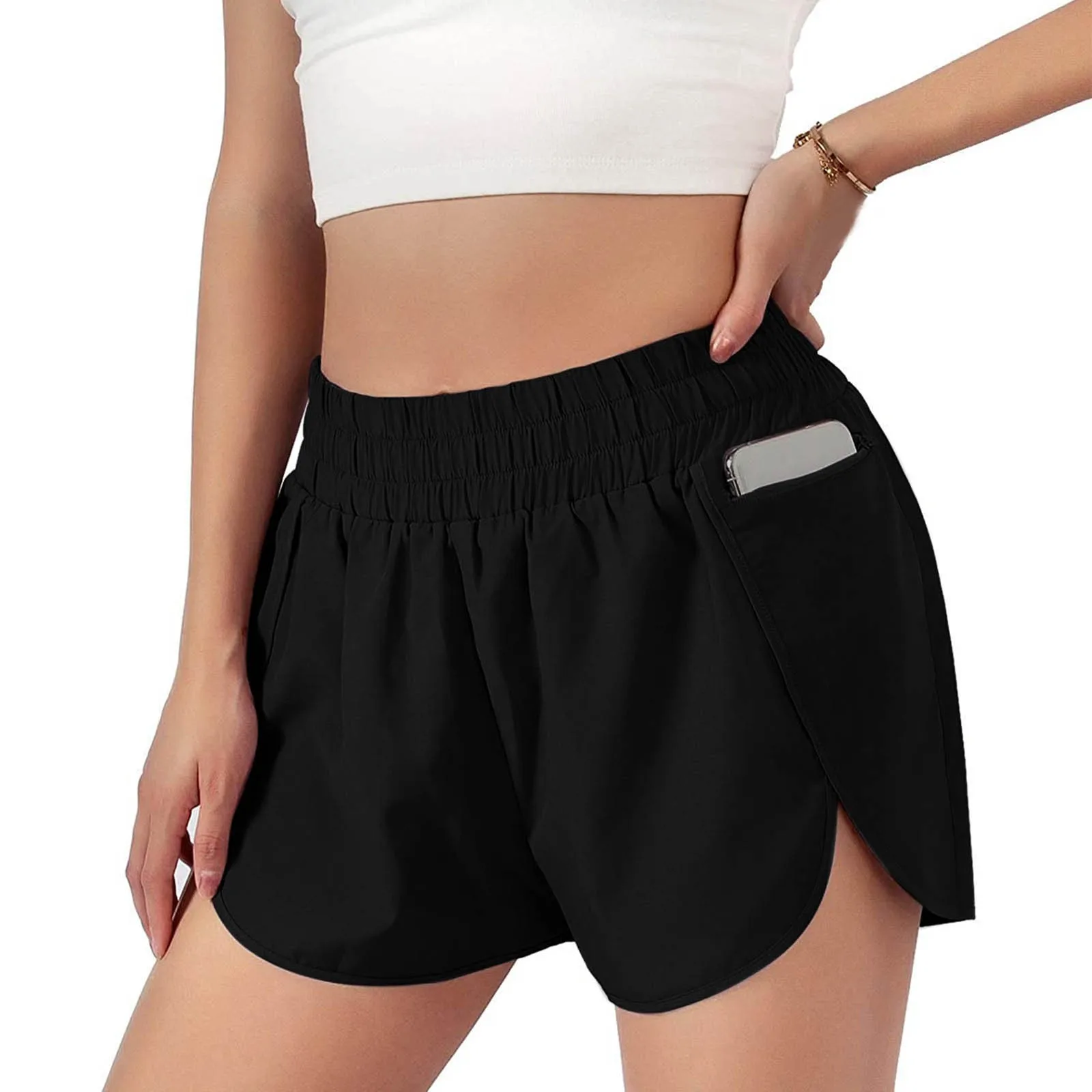 Sports Shorts Yoga Shorts Compression Shorts Elastic Workout High Waist Shorts Running Yoga Fake Women Athletic Shorts Quick Dry Fitness Breathable