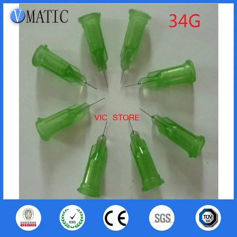 Non Sterilized 100Pcs 34G 0.25'' Dispensing Glue Syringe Barrel Needle Tip 1/4 Inch
