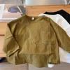 Boys Long-sleeved T-shirt Spring  Autumn Korean New Children Solid Color Irregular Bottoming Shirt Baby Autumn Inner Tops 4