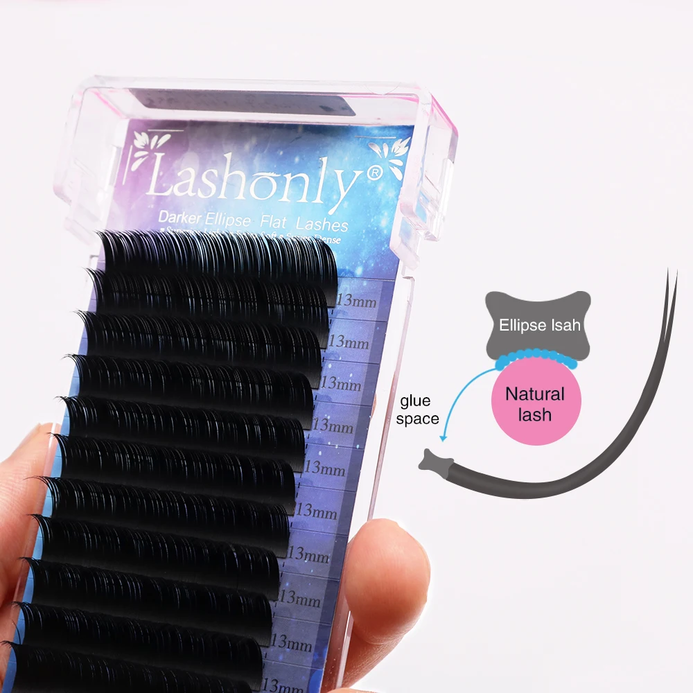 Lashonly Flat Ellipse Lashes Dark Matte Black 0.15 0.20 0.25 Thick Flat Soft False Eyelashes Extension  Cashmere Lashes 4