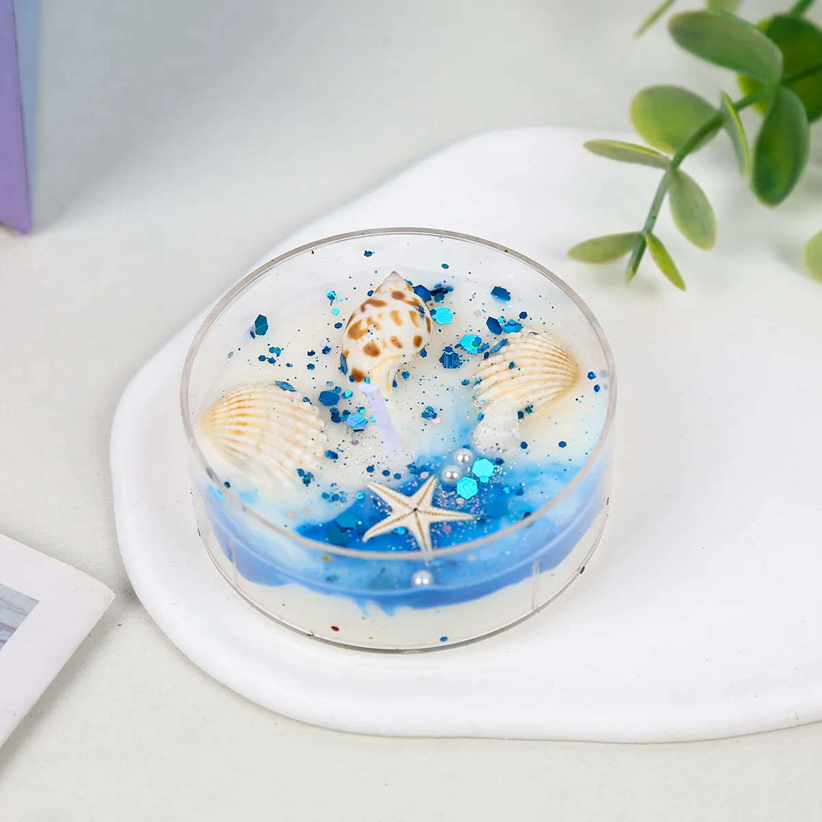 Elegant Ocean-Inspired Scented Candle Jar with Glittering Sea Shells - Perfect for Wedding Centerpieces and Guest Gifts