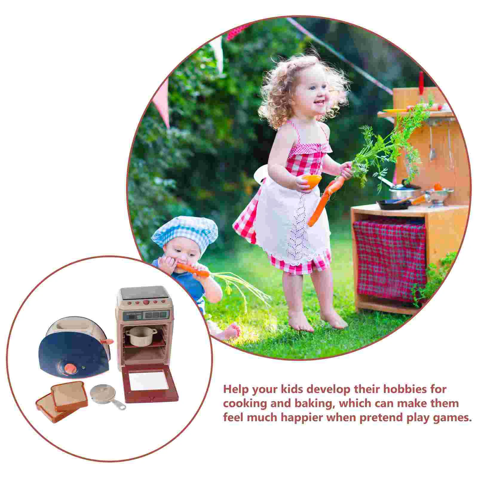 2 Sets Home Appliances Accessories Children's Household Toys Bread Maker Mini Oven Plastic Play Toaster 6