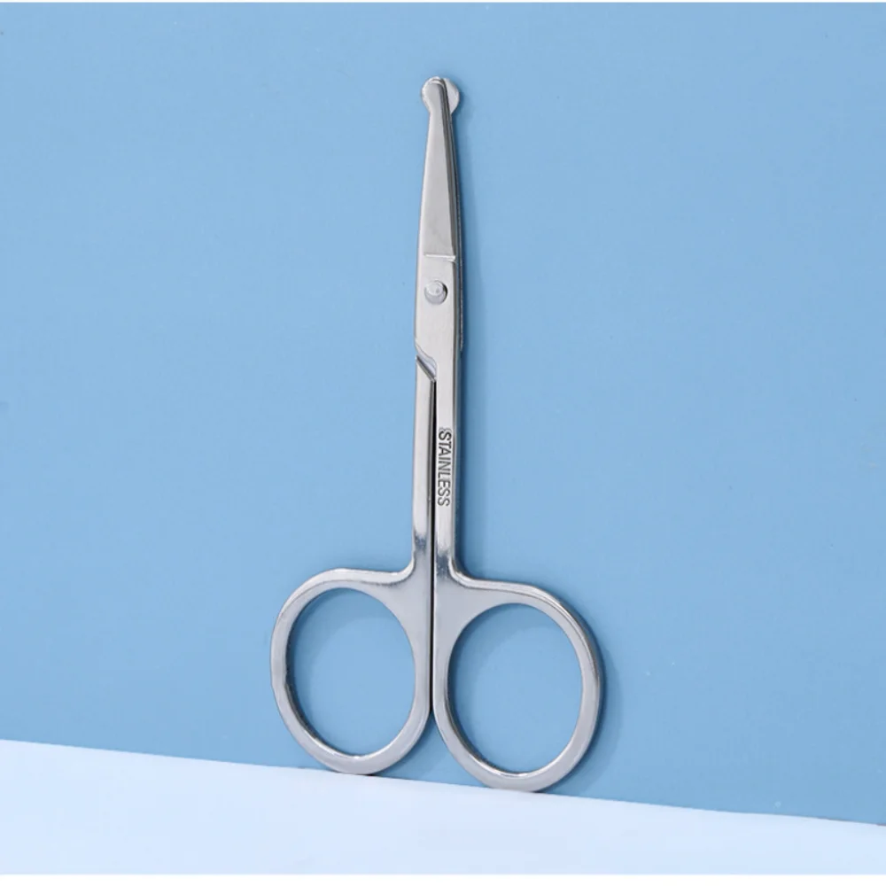 Silver Nose Hair Mini Small Scissors Eyelashes Facial Hair Straight Round Tips For Eyebrows Nail Beards Manicure Stainless Steel