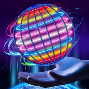 비행 공, 드론 360 ° 회전, 수동 제어 공중에 호버링 어린이 장난감 선물용 다채로운 LED 조명