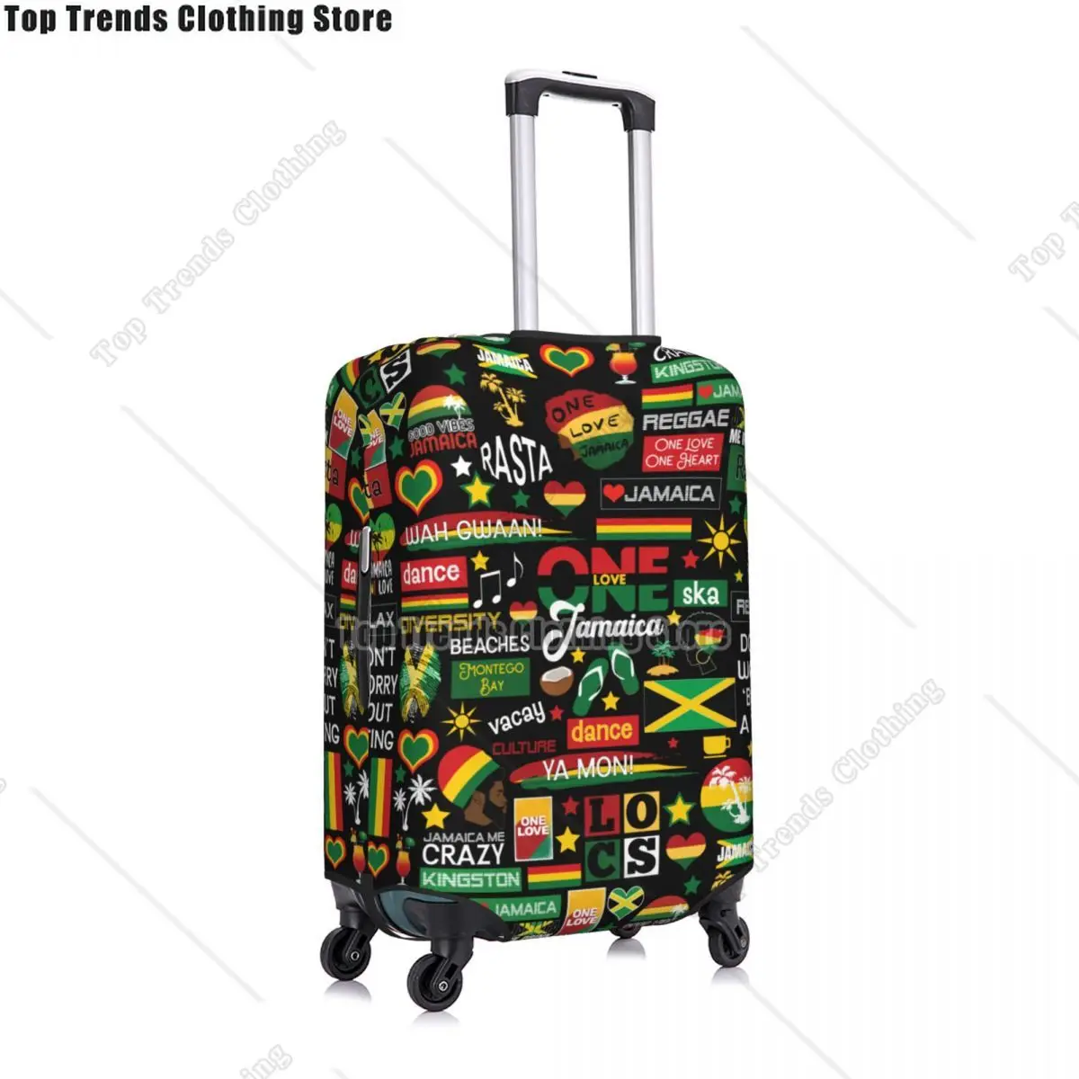 Custom Jamaica One Love Culture Pattern Travel Luggage Cover Washable Suitcase Cover Protector Fit 18-32 Inch 2