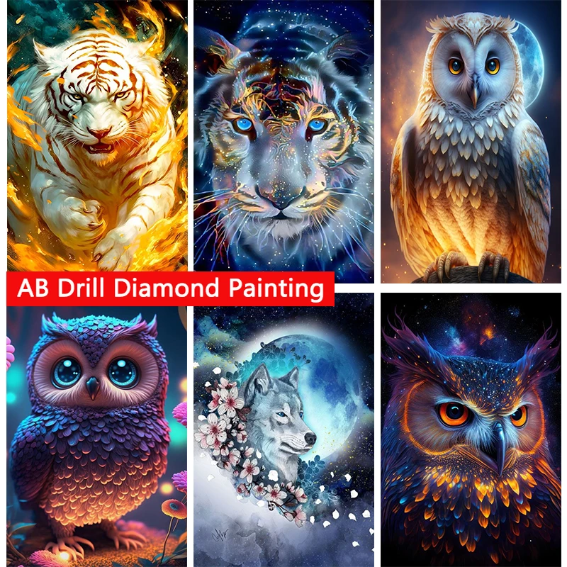 

Набор для алмазной вышивки «сделай сам», картина с изображением животных, тигра, волка, квадратная/круглая вышивка, мозаика