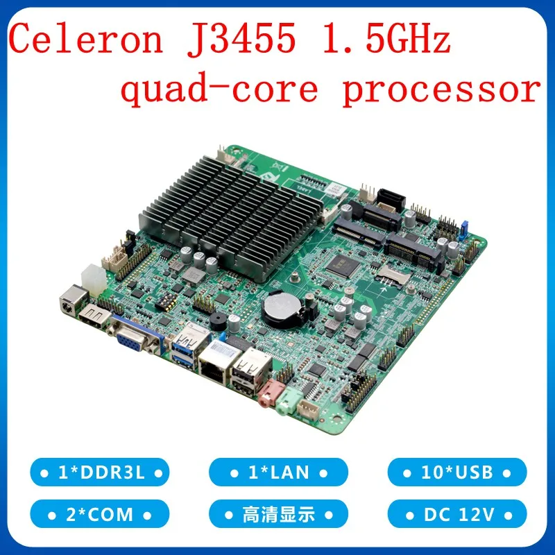 

Thin ITX Mainboard ITX-B345_J112L Intel Celeron J3455 Quad Core Industrial Motherboard VGA HD LAN Fanless Cooling