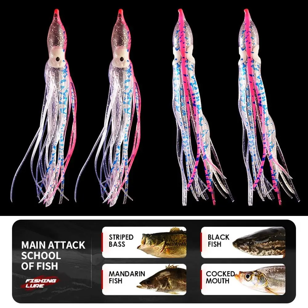 

6pcs Durable TPE Soft Silicone Swim UV Artificial Saltwater Octopus Bait Squid Skirt Lure Fishing Tackle long tail