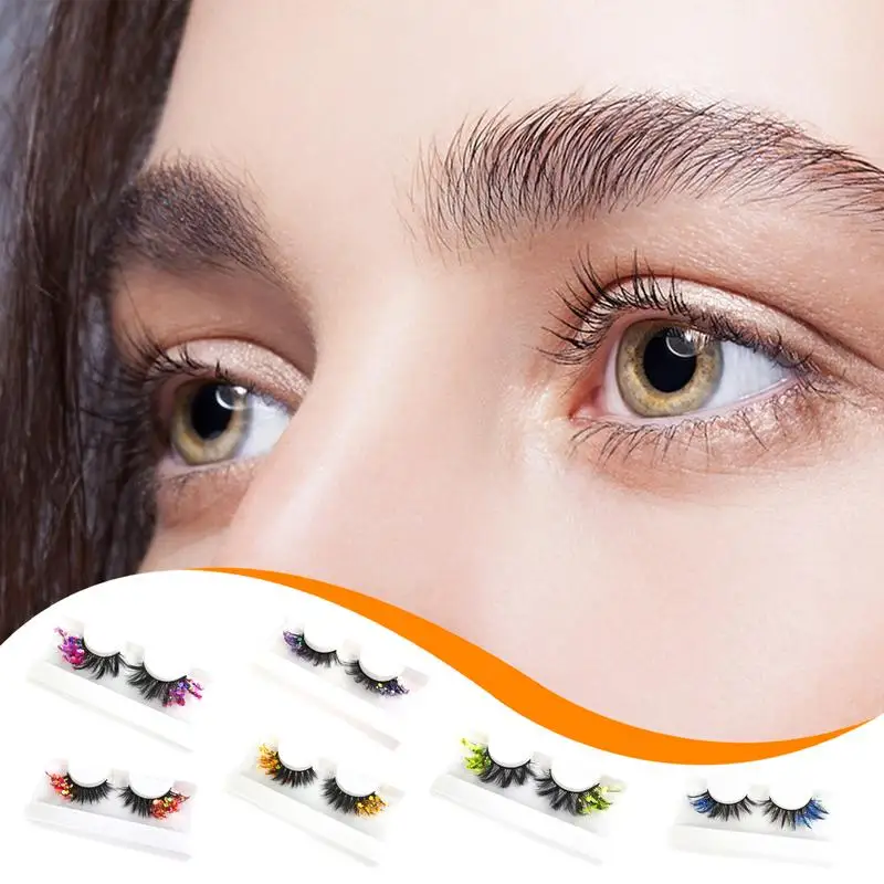 

Glitter Lashes Colored Lashes Dramatic Decorative Lashes Christmas Lashes for Dramatic Holiday Eye Makeup party Cosplay New Year