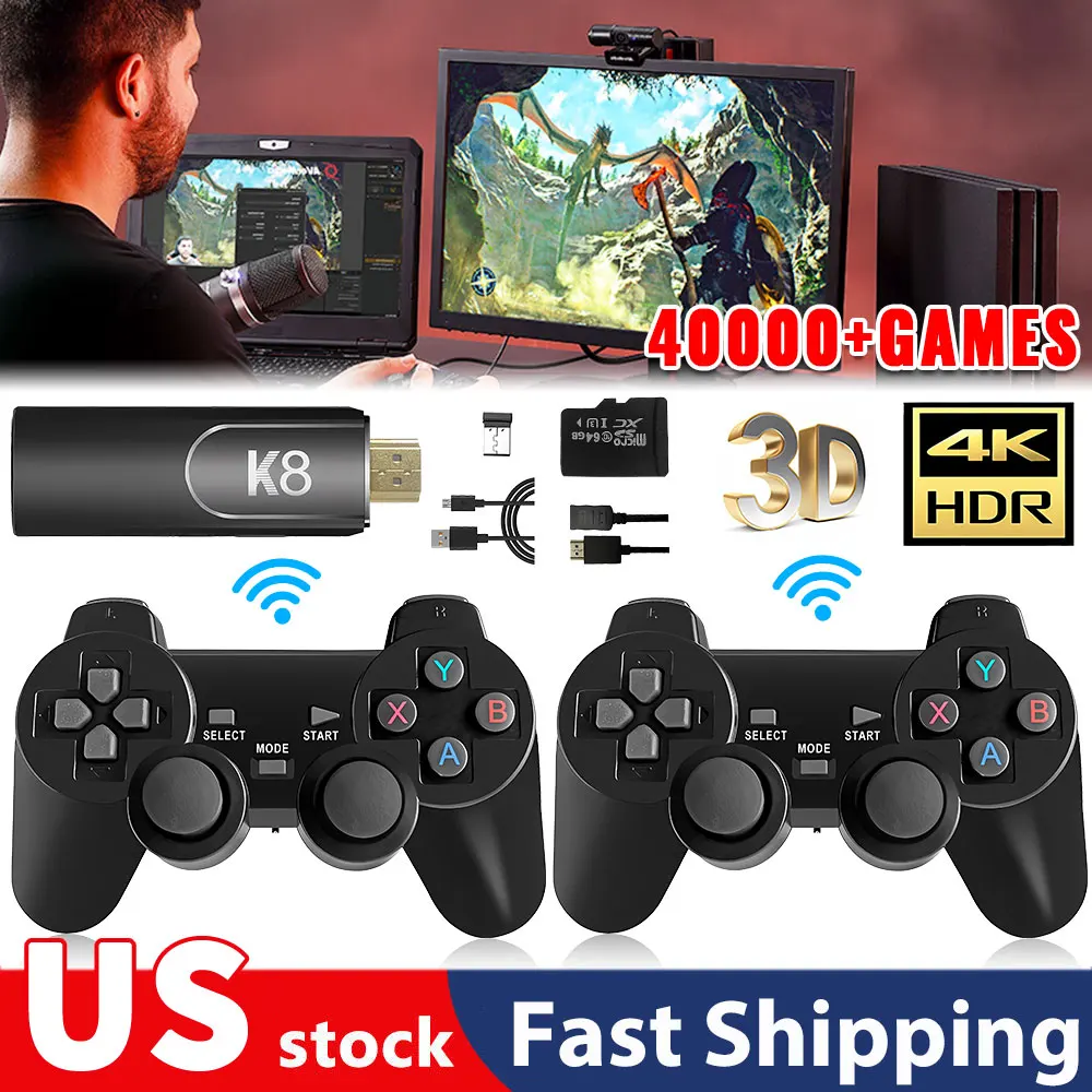 Mando de videojuegos Retro 4K HD K8, 64G, más de 40000 juegos, 40 + emulador, controlador inalámbrico Dual de 2,4G, consola Retro, regalo para niños - Image 3