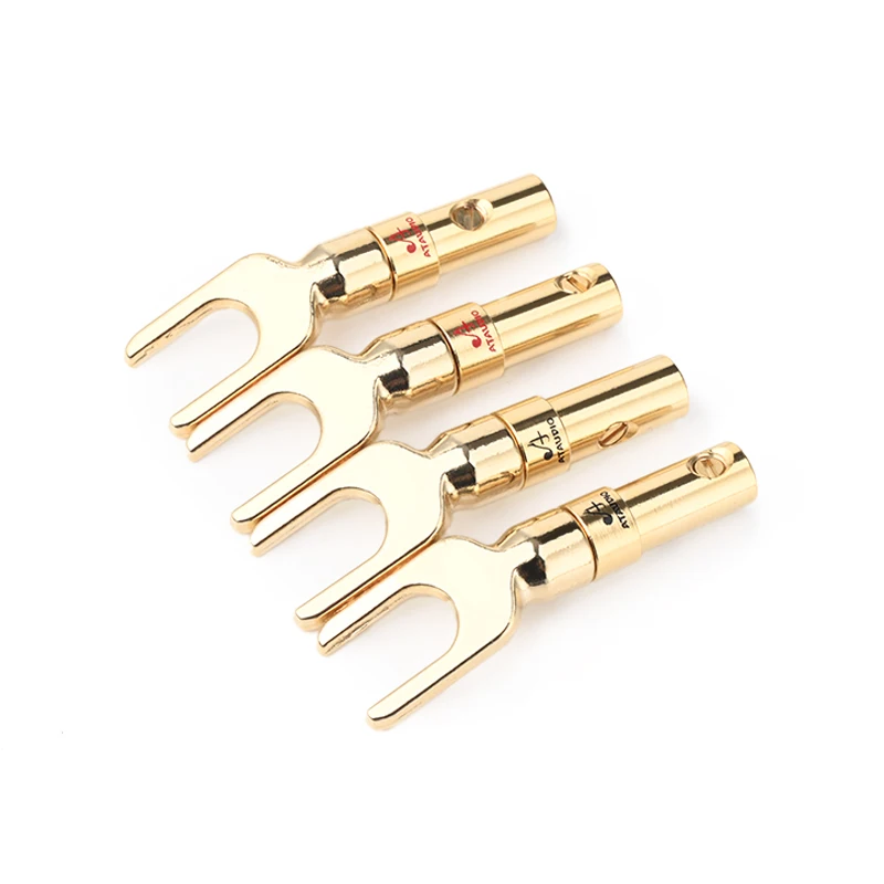 8 PCS Pure Copper Gold Plated Y Plug Speaker Connector for HIFI Speaker Y Plug Cable Wire Adapters