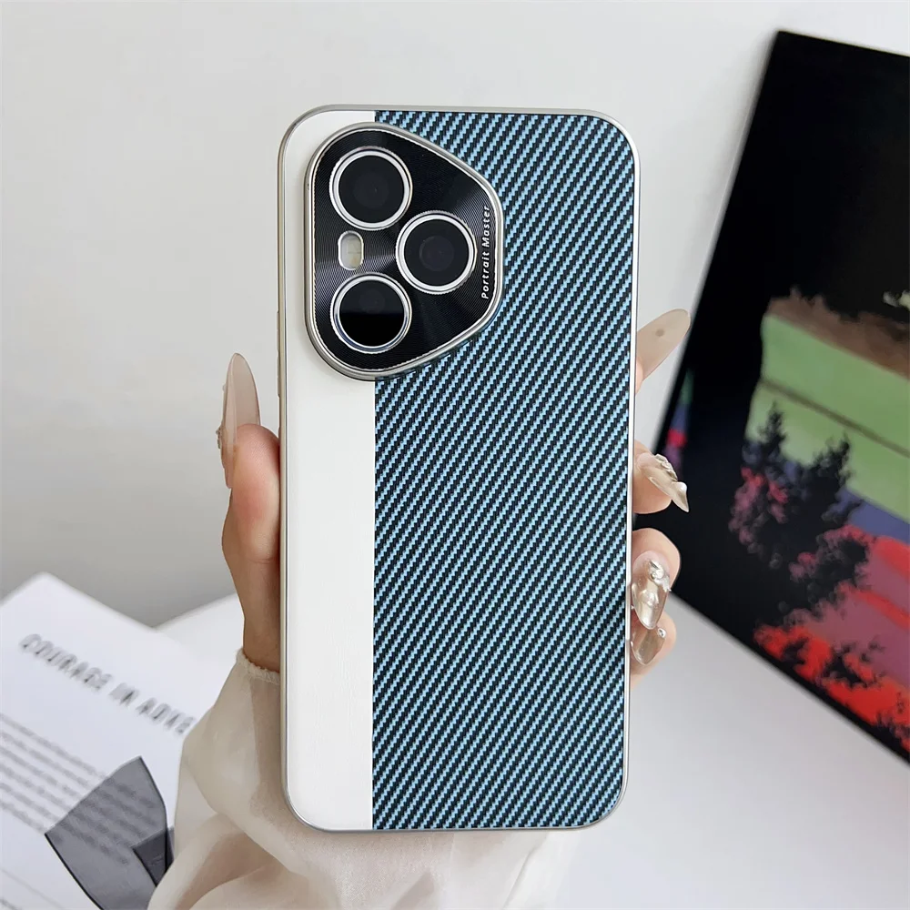 Luxury PU Carbon Fiber Protective Back Cover Case