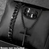 Men's 3pcs Fashion Alloy Jewelry Set - Cross Pendant Necklace, Bracelet & Ring Combo 3