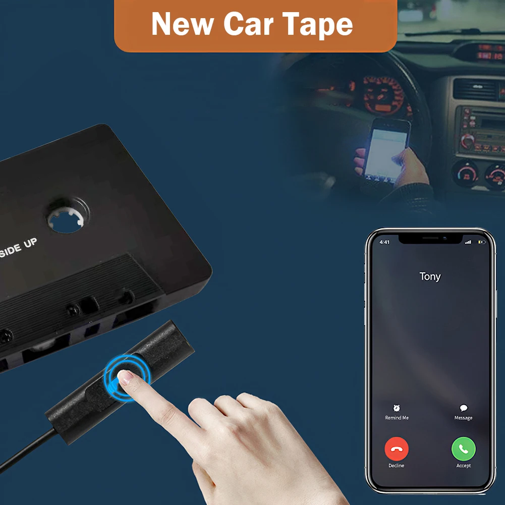 3.5mm Aux / Bluetooth Connect Car Tape Cassette Audio Aux Adapter  Smartphone Cassette Converter Bluetooth-compatible Aux Stereo Music Car  Cassette Player