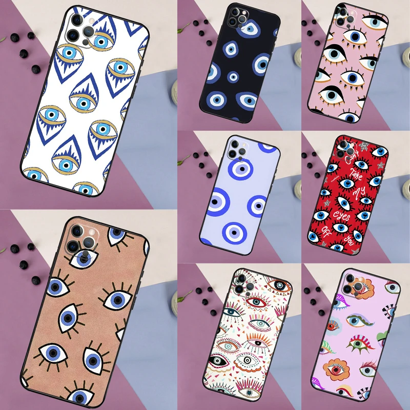 Custodia Con Stampa Lucky Eye Blue Evil Eye Per Iphone 15 14 13 12 11 Pro Max 14 15 Plus 13 Mini X Xr Xs Se 2020 Cover Paraurti