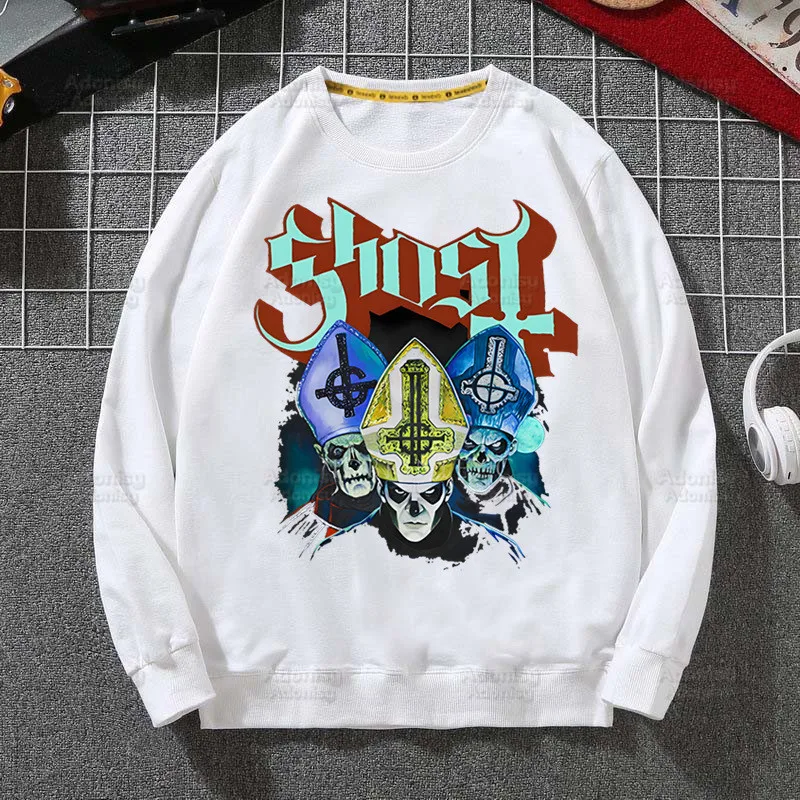 

Мужская толстовка в стиле рок-группы Ghost Band, толстовка в стиле хип-хоп, пуловер в стиле Харадзюку с изображением призрака из тяжелого металла, толстовка с капюшоном для осени и зимы
