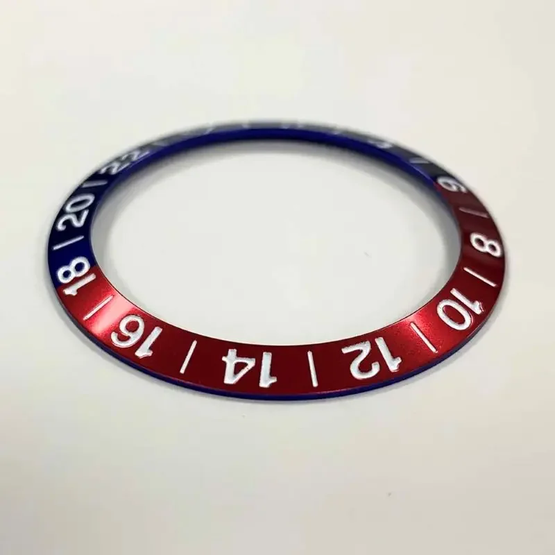 Aluminum Sloping Watch Bezel Insert with GMT Font, 38x30.5mm