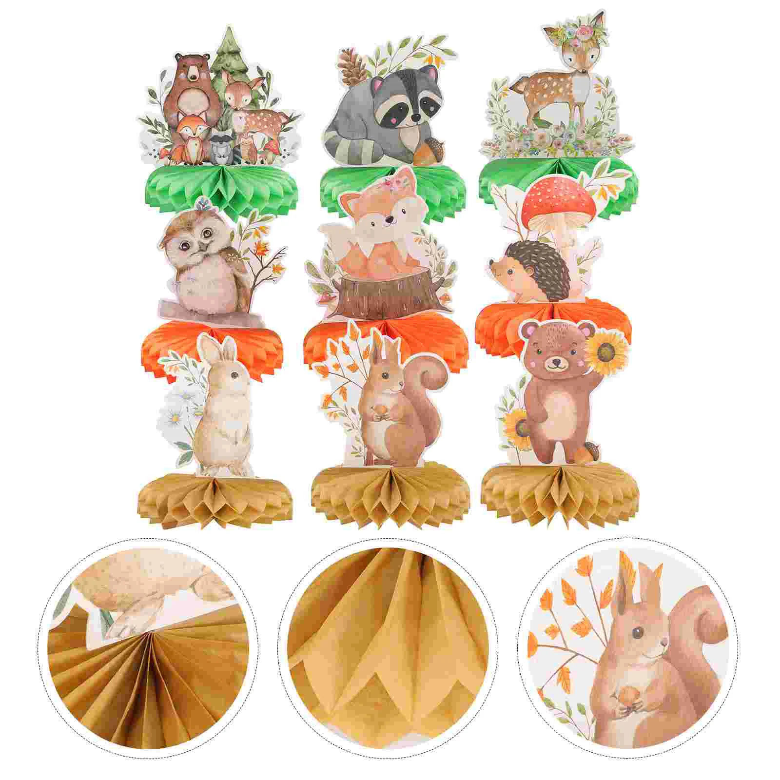 

9 Pcs Honeycomb Ornaments Woodland Baby Shower Decorations for Boy Table Dining