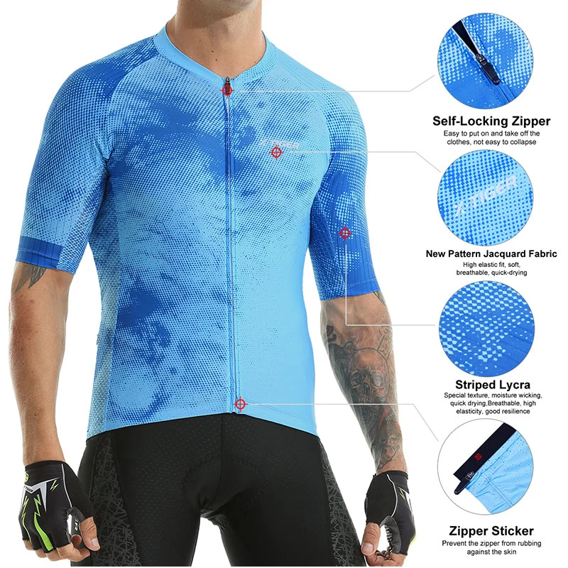 Cycling Jerseys Summer Breathable Riding Shirts Outdoor Sportwear Men Bicycle Jerseys Road Racing Bike Short Sleeves X-TIGER