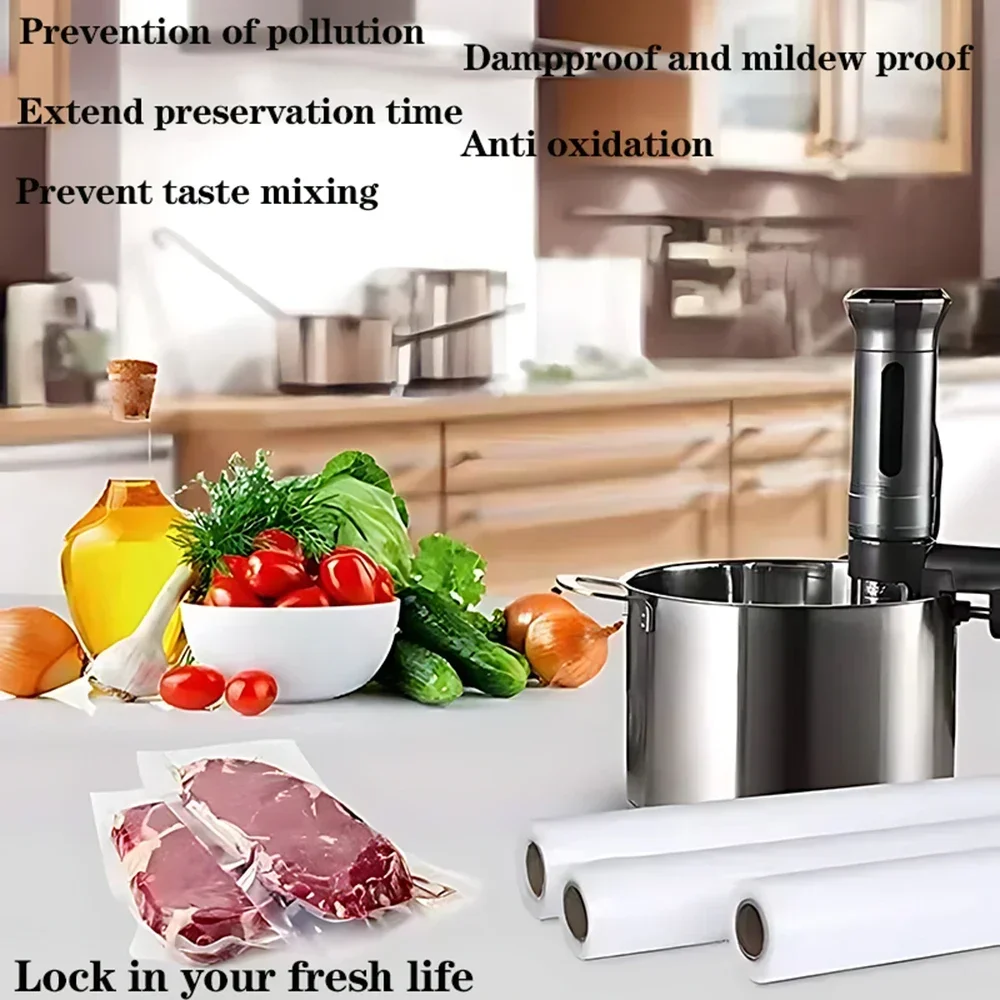 1 Roll Vacuum Bags For Food Vacuum Food Preservation BPA-FREE Sealed Storage meal Prep And Sous Vide