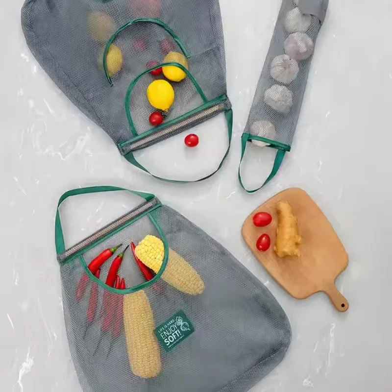 Portable Mesh Food Storage Bag for Onion Garlic Potato Durable Kitchen Organizer Reusable Breathable Vegetable Storage Bag