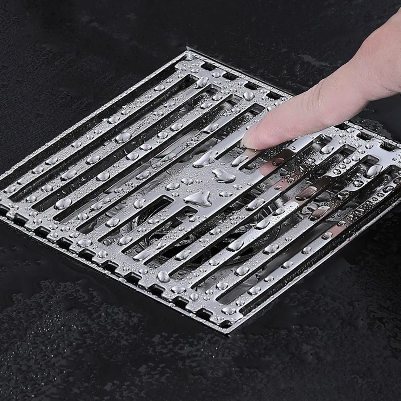 Scarico per doccia quadrato Scarico for doccia quadrato nero for bagno Scarico a pavimento in acciaio inossidabile Scarico for rifiuti Griglia tonda Colino for capelli