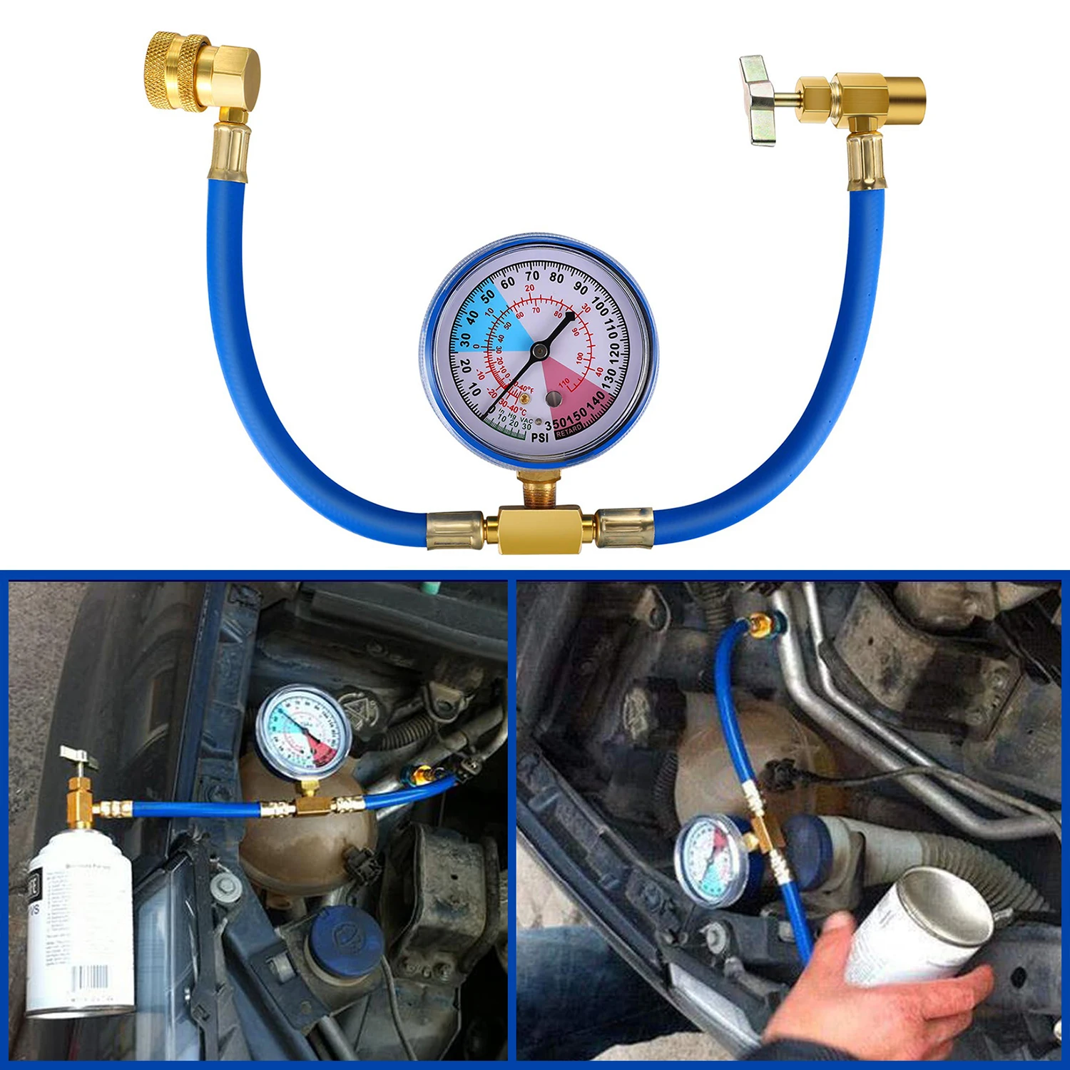 R134a Air Conditioning Freon Recharge Hose Measuring Gauge Set Car Air Conditioner Refrigerant Filler AC Tube Tool Accessories air conditioning refrigerant filler
