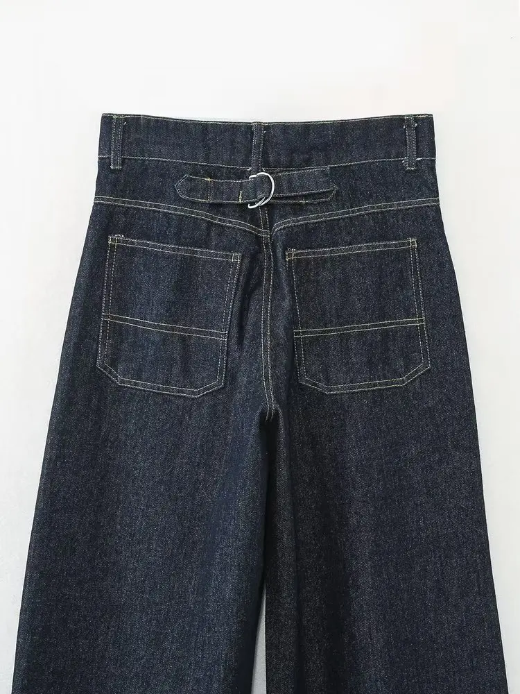 Herbst Mode Frauen Denim Hohe Taille Breite Bein Hosen + Weibliche Lange Hülse Mit Patten Taschen Abgeschnitten Mantel Zwei Stücke set – Detail 16